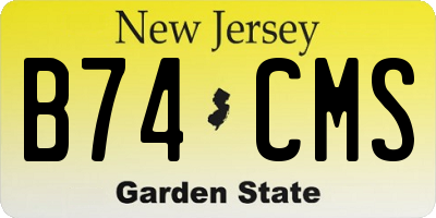 NJ license plate B74CMS