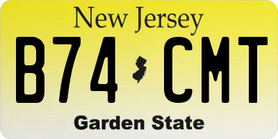 NJ license plate B74CMT
