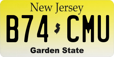 NJ license plate B74CMU