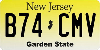 NJ license plate B74CMV