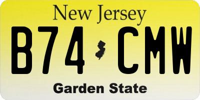 NJ license plate B74CMW