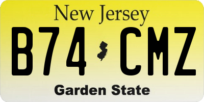 NJ license plate B74CMZ
