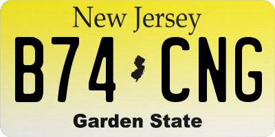 NJ license plate B74CNG