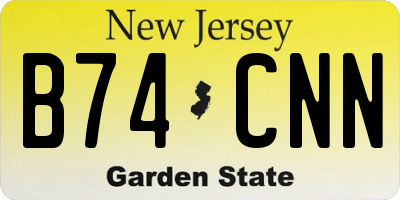 NJ license plate B74CNN