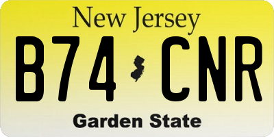 NJ license plate B74CNR