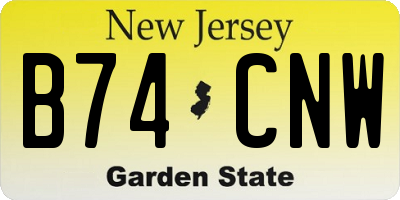 NJ license plate B74CNW