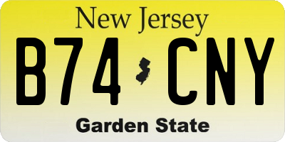 NJ license plate B74CNY