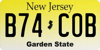 NJ license plate B74COB