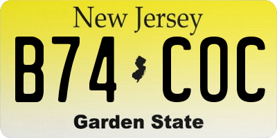 NJ license plate B74COC