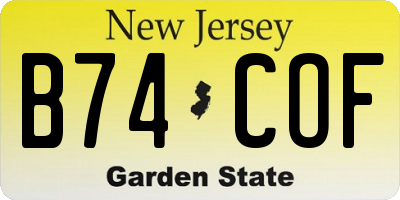 NJ license plate B74COF