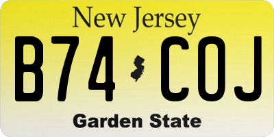 NJ license plate B74COJ