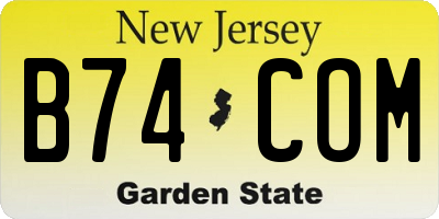 NJ license plate B74COM