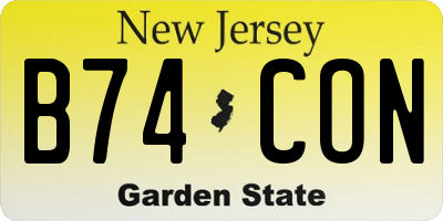 NJ license plate B74CON