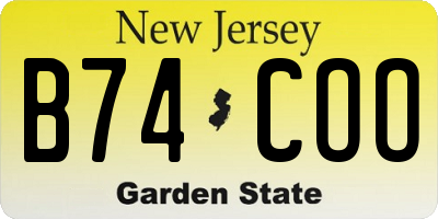 NJ license plate B74COO