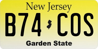NJ license plate B74COS
