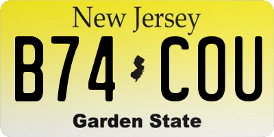 NJ license plate B74COU