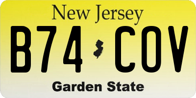 NJ license plate B74COV