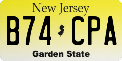 NJ license plate B74CPA