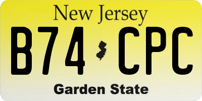 NJ license plate B74CPC