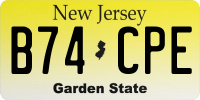 NJ license plate B74CPE