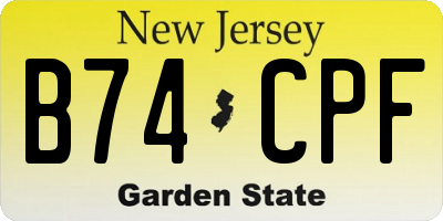 NJ license plate B74CPF