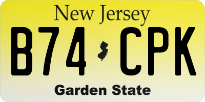 NJ license plate B74CPK