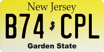 NJ license plate B74CPL