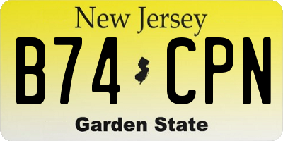 NJ license plate B74CPN