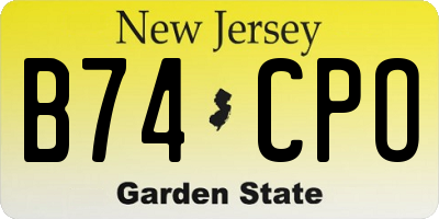 NJ license plate B74CPO