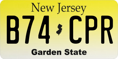 NJ license plate B74CPR