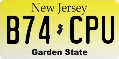 NJ license plate B74CPU