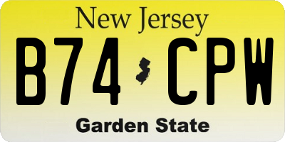 NJ license plate B74CPW