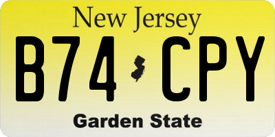 NJ license plate B74CPY