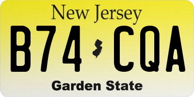 NJ license plate B74CQA