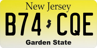 NJ license plate B74CQE
