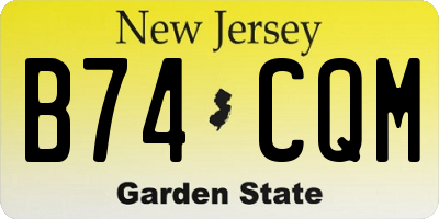 NJ license plate B74CQM
