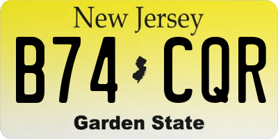 NJ license plate B74CQR
