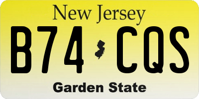 NJ license plate B74CQS