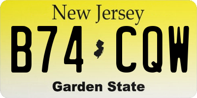 NJ license plate B74CQW