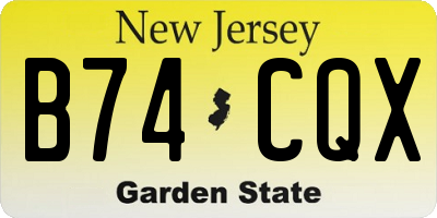 NJ license plate B74CQX