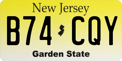 NJ license plate B74CQY