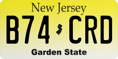 NJ license plate B74CRD