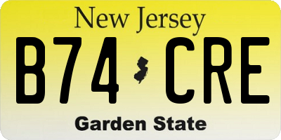 NJ license plate B74CRE