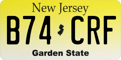 NJ license plate B74CRF