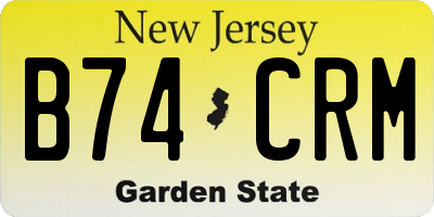 NJ license plate B74CRM