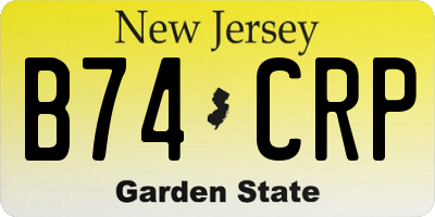 NJ license plate B74CRP