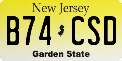 NJ license plate B74CSD
