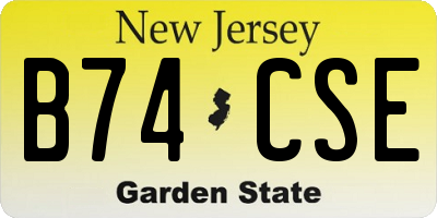 NJ license plate B74CSE