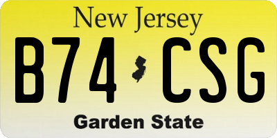 NJ license plate B74CSG