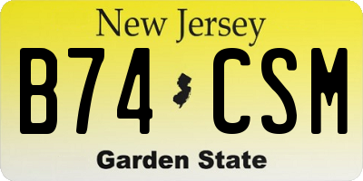 NJ license plate B74CSM